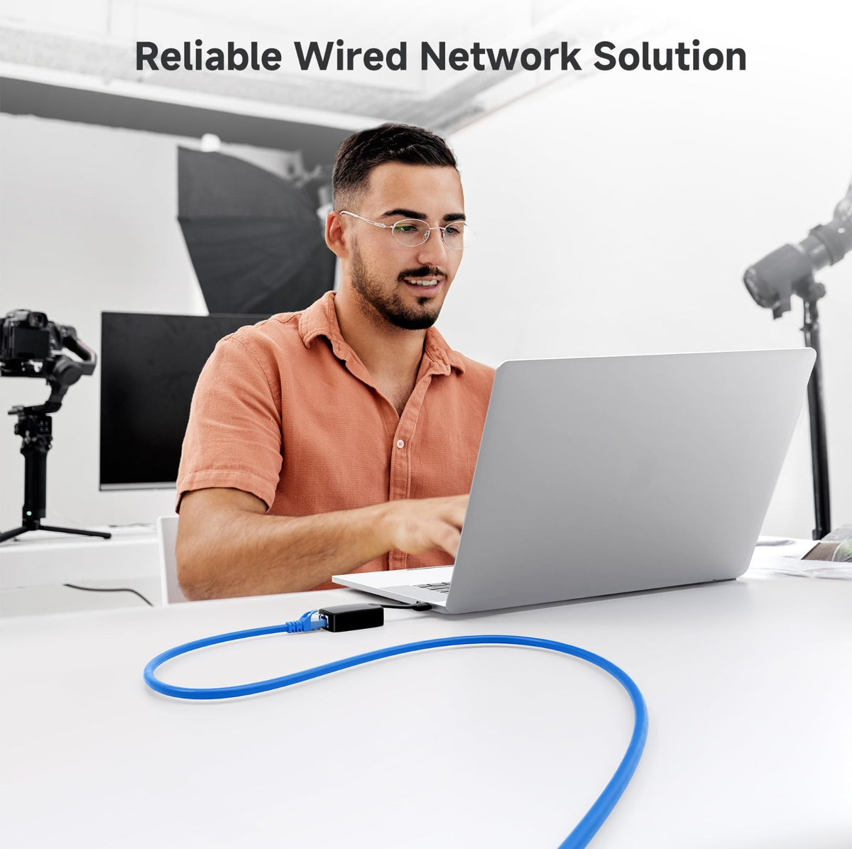 Cat 6 Ethernet cable for a wired desktop connection