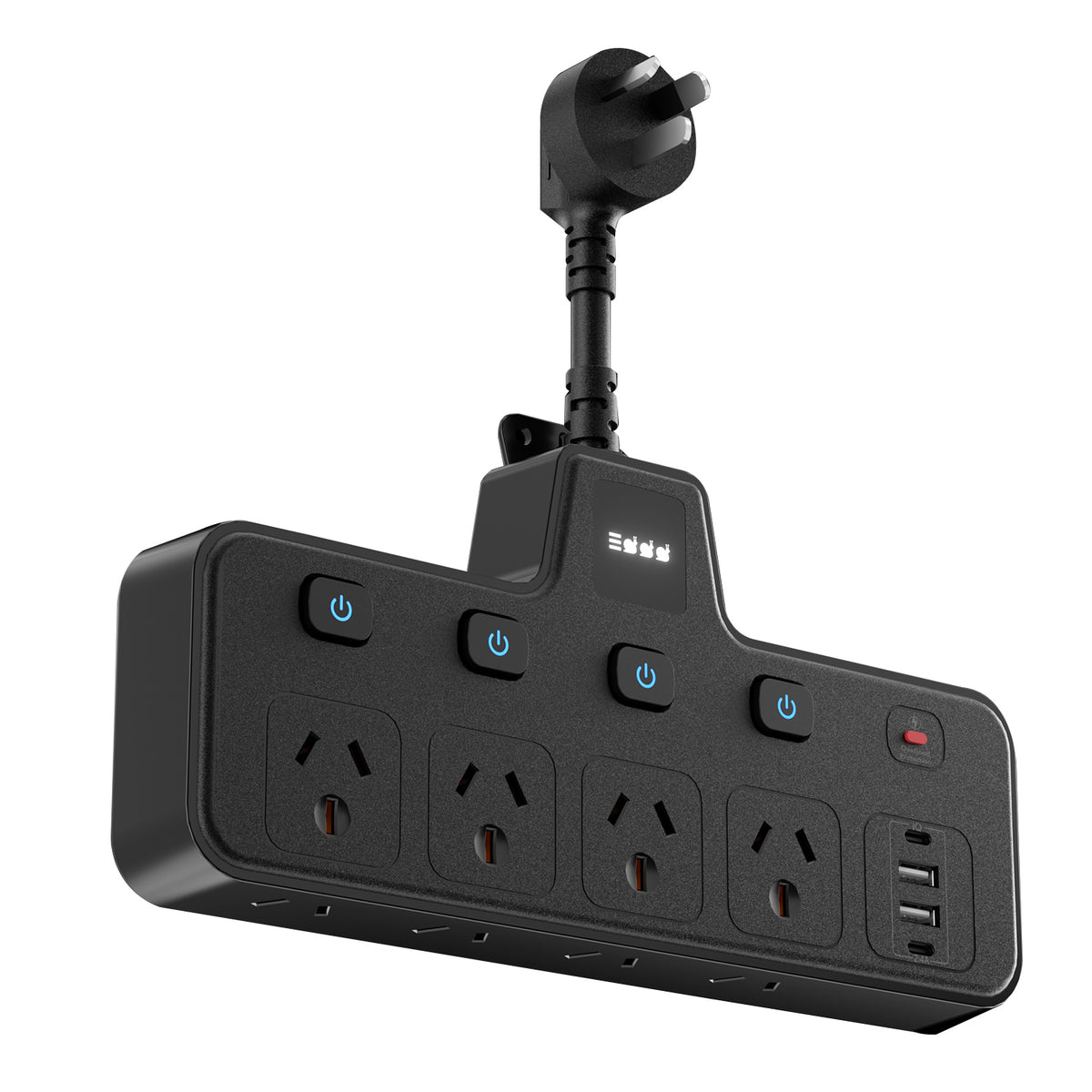 Black power board with individual switches and USB charging ports